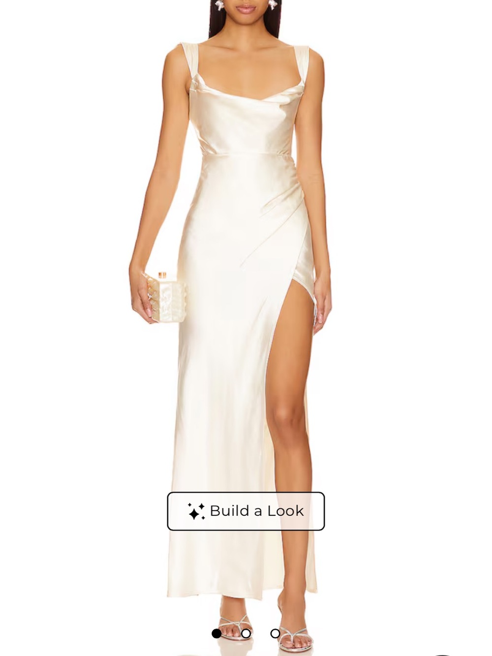 Elegant Backless Satin Evening Gown in Ivory